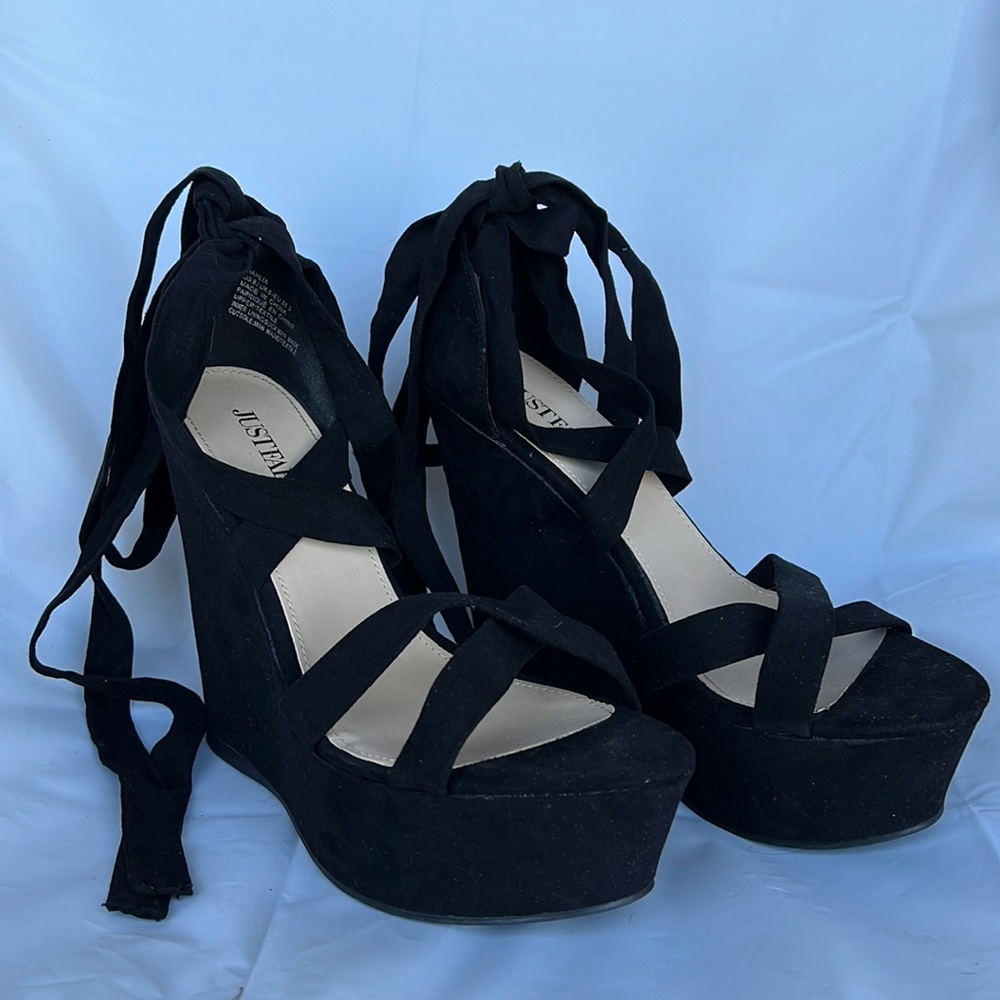 Just Fab Dahlia Lace-Up Wedge Heels